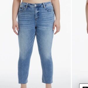 Bayeas High Rise Slim Straight Leg Jeans Medium Wash